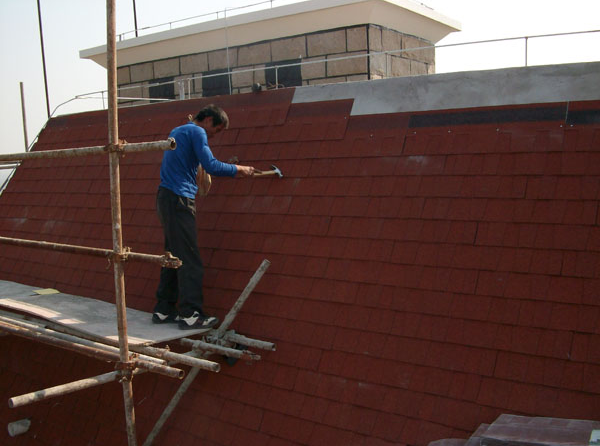 油氈瓦屋面建筑施工效果圖